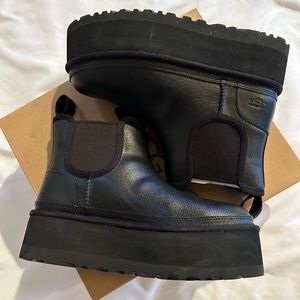 Black Leather platform Ugg boot